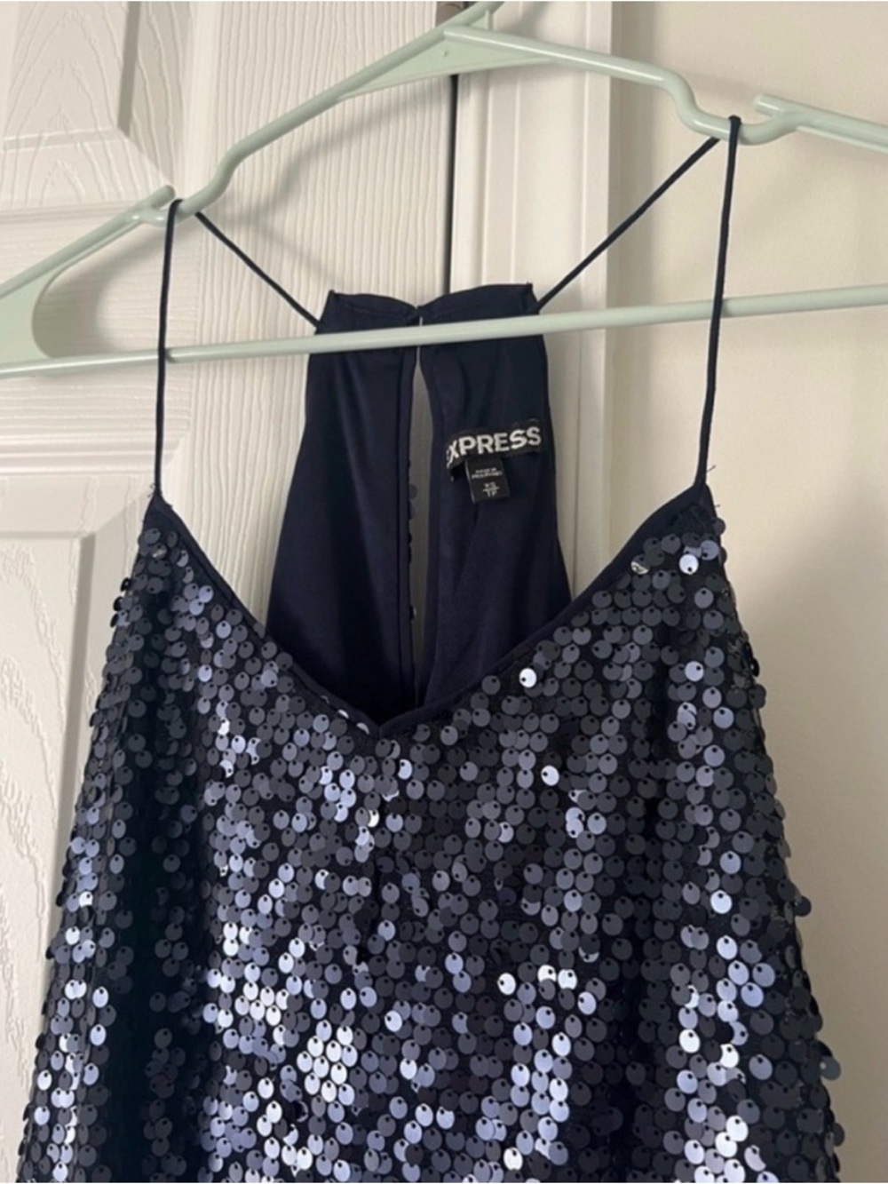Express Navy Sequin Mini Dress XS Party Cocktail Holiday New Years - Picture 5 of 6